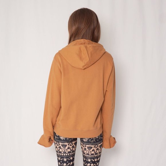 J. Crew Tan Ruffle Cuff Hoodie (Size L) Fall Hoody - Picture 4 of 7